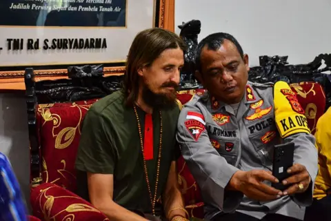 CARTENZ 2024 PEACE OPERATION TASK FORCE/HANDOUT/EPA-EFE/REX/Shutterstock Philip Mehtren smiles for a representation   aft  being freed by Indonesian authorities