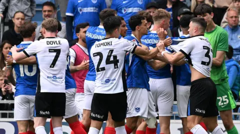 Portsmouth and Birmingham City players involved in a melee