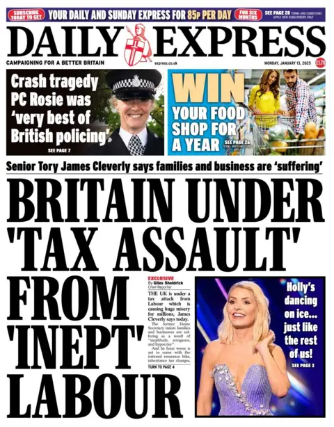 The headline in the Daily Express reads: Britain under 'tax attack' from 'ineligible' labor