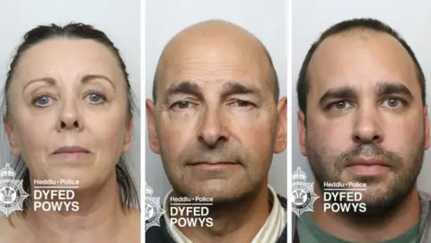 Dyfed-Powys Police Police mugshots of three people