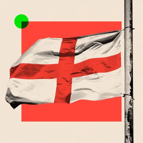 Getty Images A St George's Cross flag flutters against a red square background
