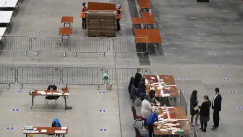 PA Tables are being cleared away as counting draws to a end in Aberdeen