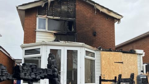Fire damage at Rooke family home
