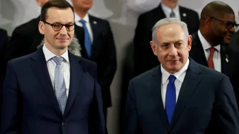 Reuters Poland's Prime Minister Mateusz Morawiecki and Israel's Prime Minister Benjamin Netanyahu at the Middle East summit in Warsaw, February 2019