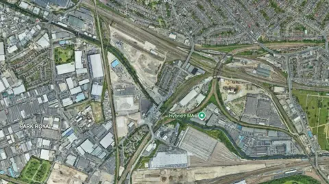 Overhead view of the area