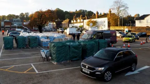 PA Media A view of a bottled water station