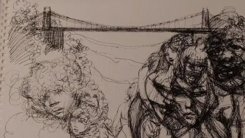 Dragana Smart A graphiute sketch of the Clifton Suspension Bridge