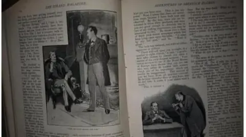 Sheffield Council A black and white magazine with pencil illustrations of Sherlock Holmes