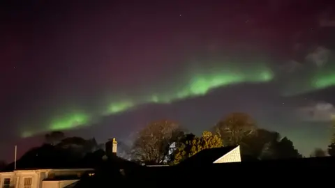 The northern lights over BBC South West in Plymouth