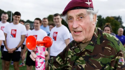 RAF Benevolant Fund Veteran Jeffrey Long with claxon