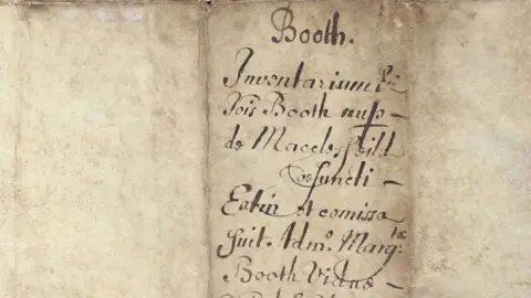 Cheshire archives & local studies 1697 probate inventory for John Booth of Macclesfield in Cheshire