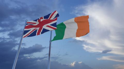 United Kingdom, Great Britain and Ireland National Flags - 3D Illustration Stock Footage - stock photo