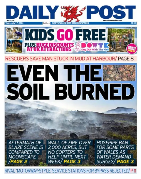 Daily Post Front page of the Daily Post. The headline reads 'even the soil burned', with an image of the burming ground.