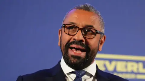 PA James Cleverly makes a speech to launch his Tory leadership bid in London