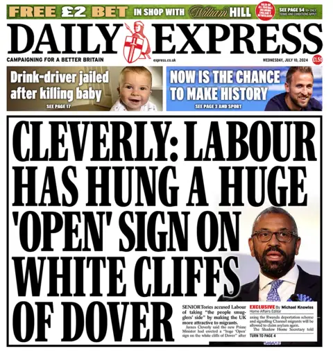 Daily Express front page for 10/07/24