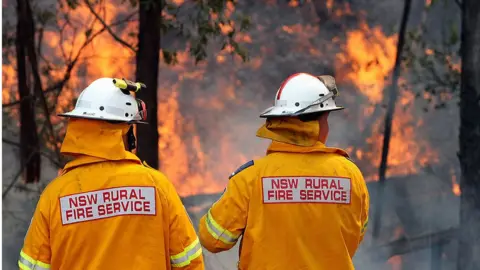 Getty Images New South Wales firefighters monitor a bushfire