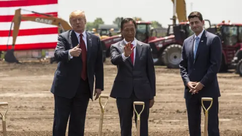Getty Images President Trump attending the groundbreaking for Foxconn's new factory in Wisconsin