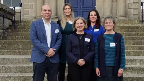 Cornwall Council Top row (left to right) - Emily Kent, Head of Economy at Cornwall Council, Melanie Thompson-Glen, Head of Business and Innovation at NICRE.
Bottom row (L to R): Cllr Louis Gardner, Cornwall Council's portfolio holder for the economy; Prof Emma Hunt, Vice-Chair of CIoS Economic Forum; Prof Janet Dwyer, co-director of NICRE
