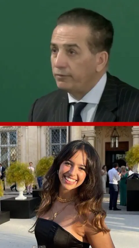 Split screen of Dr Sanjoy Kumar and, below, his late daughter Grace