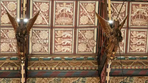 Rochdale Borough Council Newly restored ceiling panels in the great hall