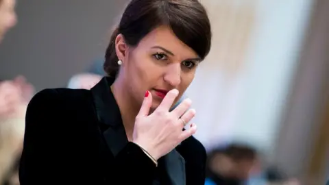 AFP France's minister of state for gender equality, Marlene Schiappa, during a conference in New York on 31 January