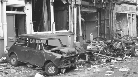 Getty The aftermath of the explosion at Parnell Street in Dublin 1974