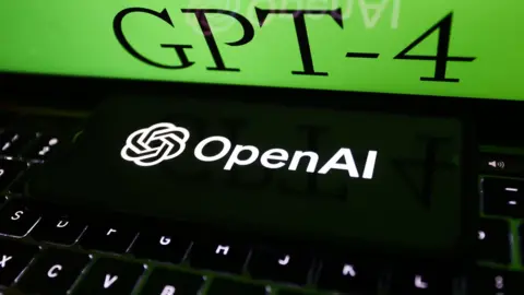 Getty Images laptop screen with OpenAI GPT-4