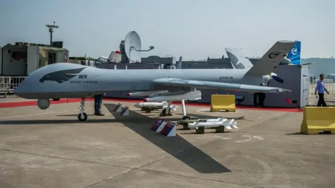 AFP The "Yi Long" drone by China Aviation Industry Corporation (AVIC) is displayed during the 9th China International Aviation and Aerospace Exhibition in Zhuhai on November 13, 2012