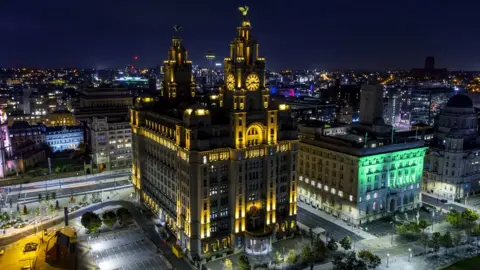 PA Media The Liver Building at night