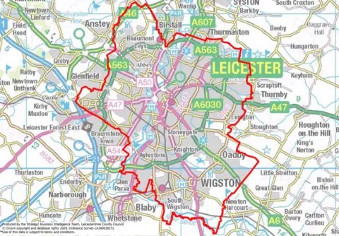 Leicestershire County Council Boundary map