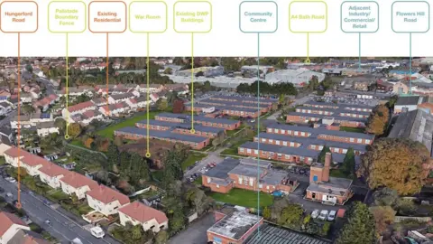 Roberts Limbrick Architects/Telereal Trillium A photograph showing where the different sections of the site are