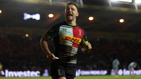 Danny Care celebrates a try