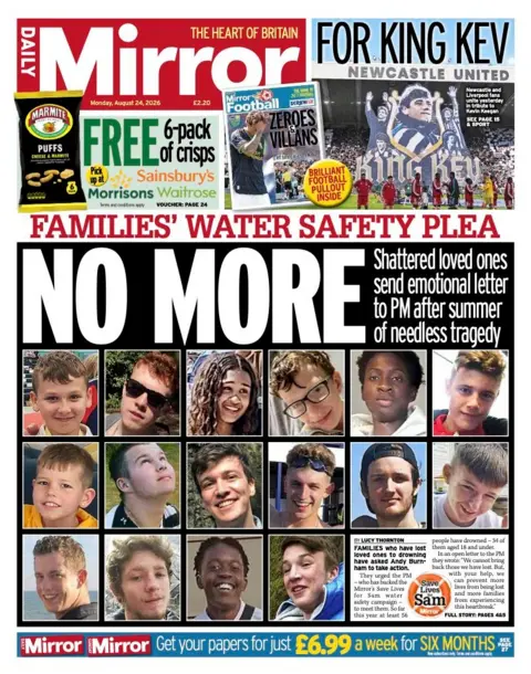 The headline on the front page of the Daily Mirror reads: “No more”.