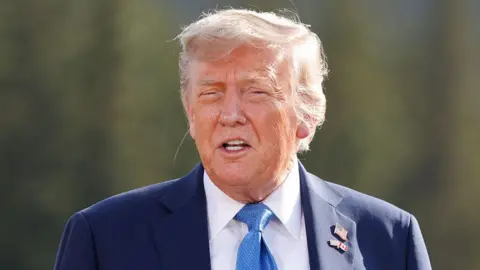 US President Donald Trump at the G7 in Alberta, Canada, on 16 June 2025