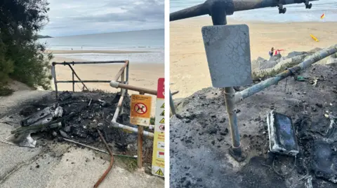 Cornwall Council The site of the fire with burnt debris