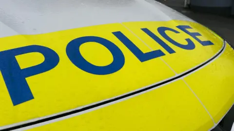 A general view of the bonnet of a police vehicle.