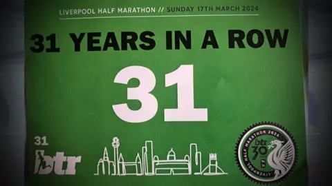 Stephen Symons Stephen Symons's race number displaying the number 31 to represent his streak of 31 runs in a row