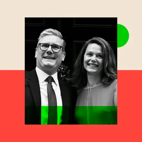 Getty Images Sir Keir Starmer and his wife Victoria smiling in Downing Street