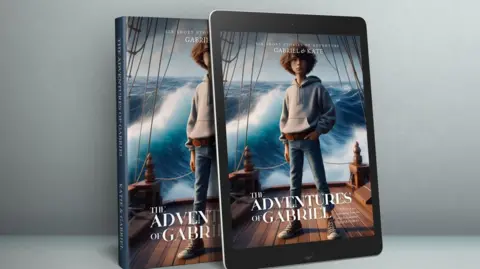 Family hanout The front of Gabriel's Book with the image of a young boy on the front standing on the deck of a boat.