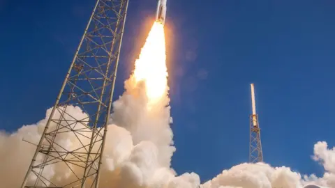 NASA Boeing Crew Flight Test mission Starliner spacecraft lifts up from the Space Launch Complex-41 in Cape Canaveral Space Force Station in Florida on 5 June 2024