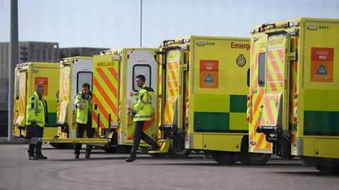 Getty Images Ambulances outside NHS Nightingale