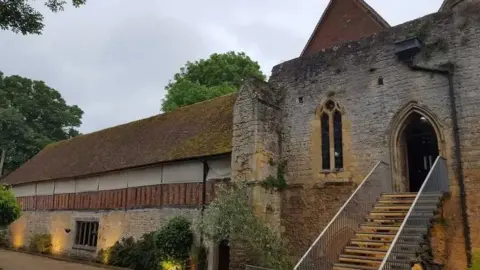 Abingdon Abbey at night.