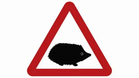 Department for Transport Hedgehog road sign