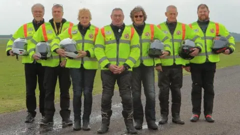 Warwickshire and Solihull blood bikers in hi-vis jackets 