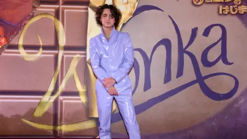 Getty Images Timothée Chalamet at the Wonka premiere in Tokyo