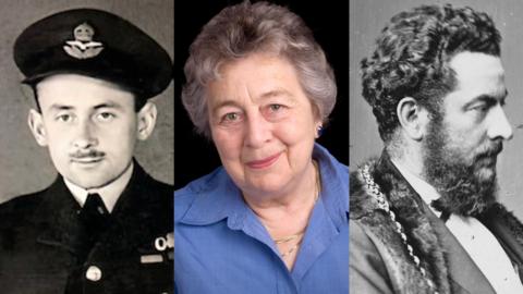 Flight Lieutenant Dominic Bruce, Dame Rosemary Cramp and Joseph Mason Moore