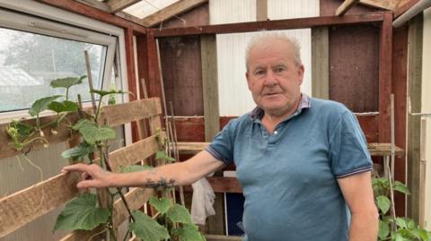 Bruce Forbes in a shed on his allotment in Carr Lane, Grimsby