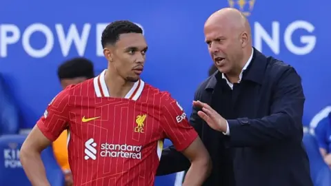 Liverpool right-back Trent Alexander-Arnold and manager Arne Slot