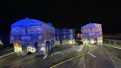 Three HGV crash