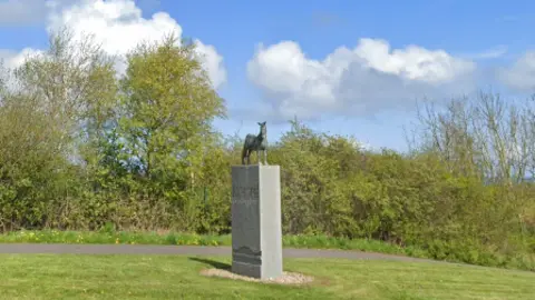 Google Plinth with a pony statue on top.